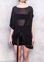 Load image into Gallery viewer, 057.011BLK - SHEER ANGLED ASYMM TOP - BLACK
