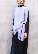 Load image into Gallery viewer, 014.025LAV/BLK - SILK LONG BOXY TUNIC - LAVENDER/BLACK