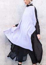Load image into Gallery viewer, 014.025LAV/BLK - SILK LONG BOXY TUNIC - LAVENDER/BLACK