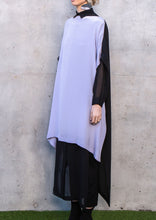 Load image into Gallery viewer, 014.025LAV/BLK - SILK LONG BOXY TUNIC - LAVENDER/BLACK

