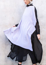 Load image into Gallery viewer, 014.025LAV/BLK - SILK LONG BOXY TUNIC - LAVENDER/BLACK
